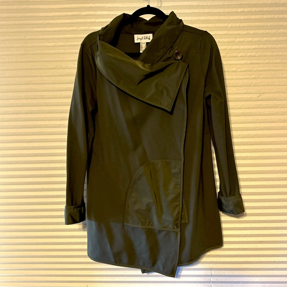 Joseph Ribkoff Olive Green Asymmetrical Coat Size 10